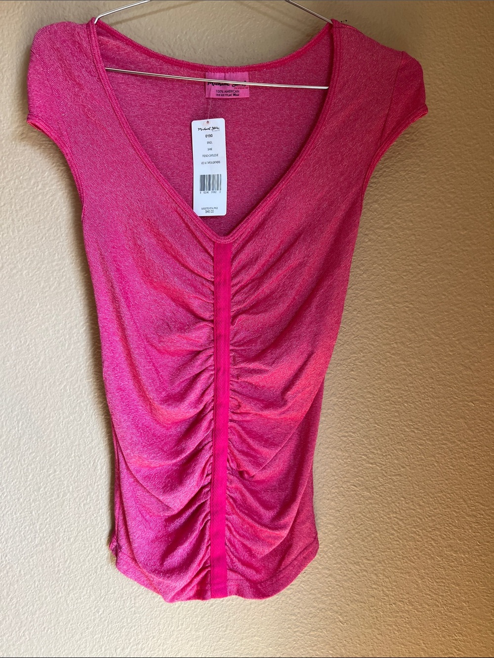 Michael Stars Cap Sleeve Ruched V-Neck NWT